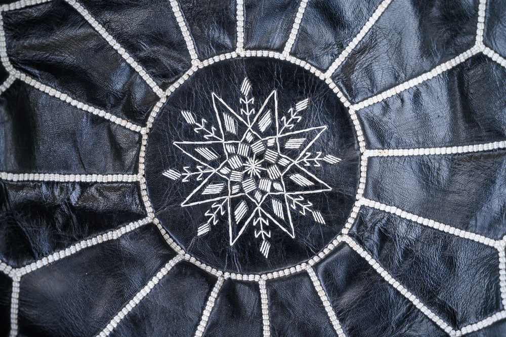 Moroccan leather puff black