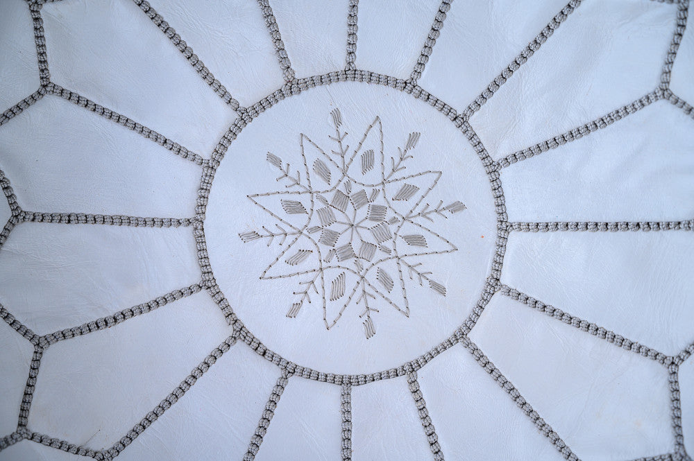 Moroccan leather puff white