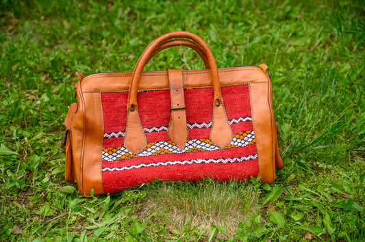 Morocco bag / leather and textile color Marrakesh