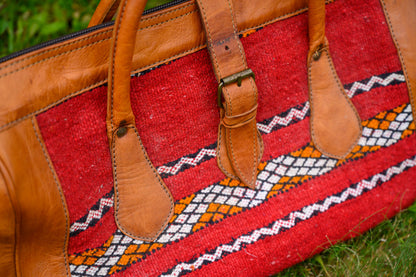 Morocco bag / leather and textile color Marrakesh