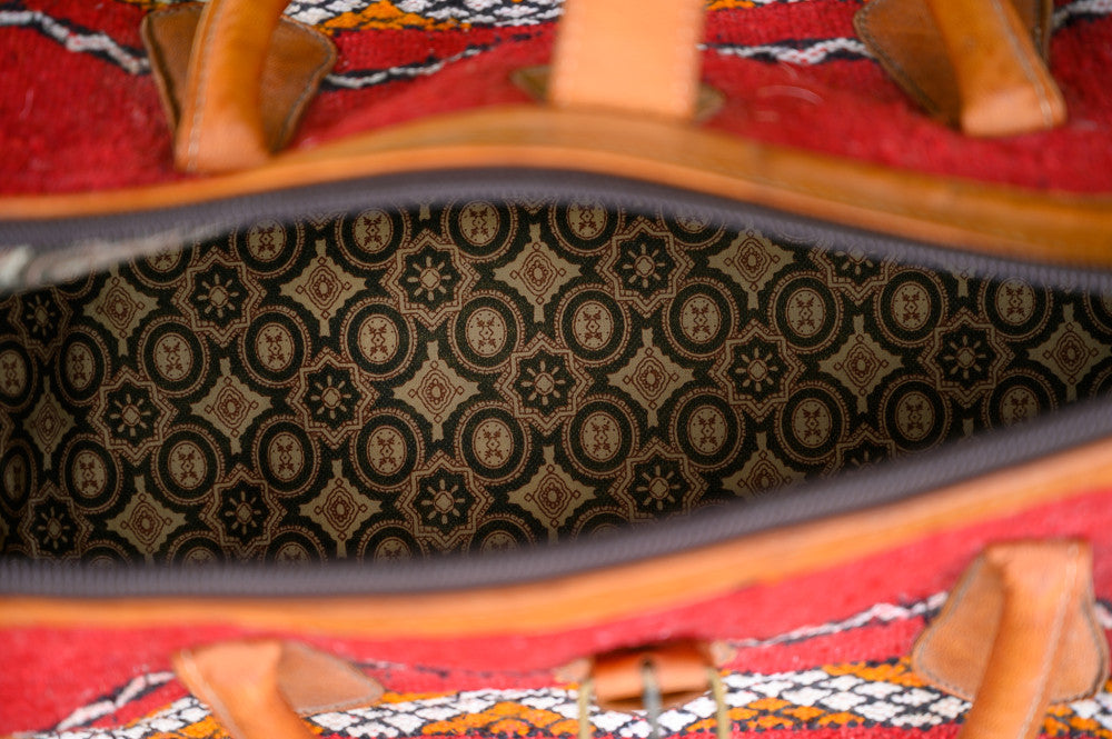 Morocco bag / leather and textile color Marrakesh